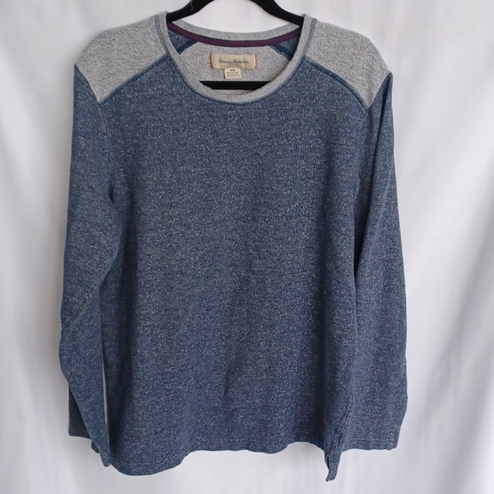 Tommy Bahama Sweatshirt Men M Blue Gray Lightweight Pullover Crew Neck, 22" Chst